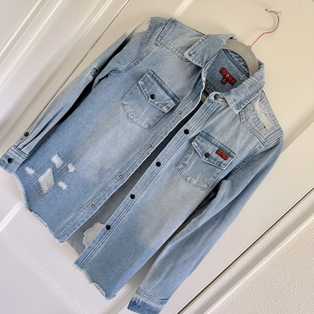7 For All Mankind Distressed Jean Shirt/ Jacket